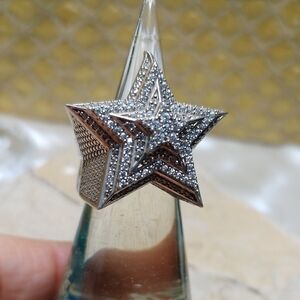 Sterling Silver Iced Star Ring Hip Hop Raper